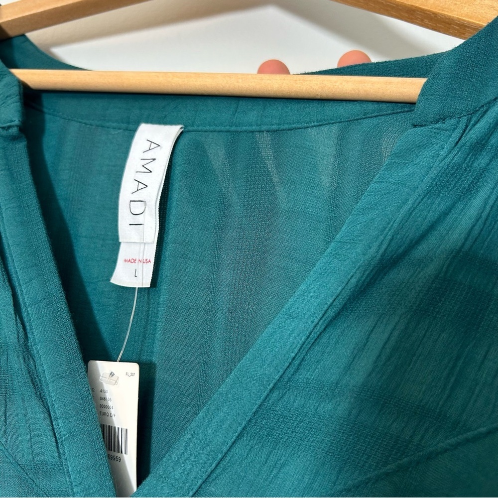 🆕 ANTHROPOLOGIE | NWT Amadi Teal Long Sleeve Midi Dress Size Large - Picture 6 of 11